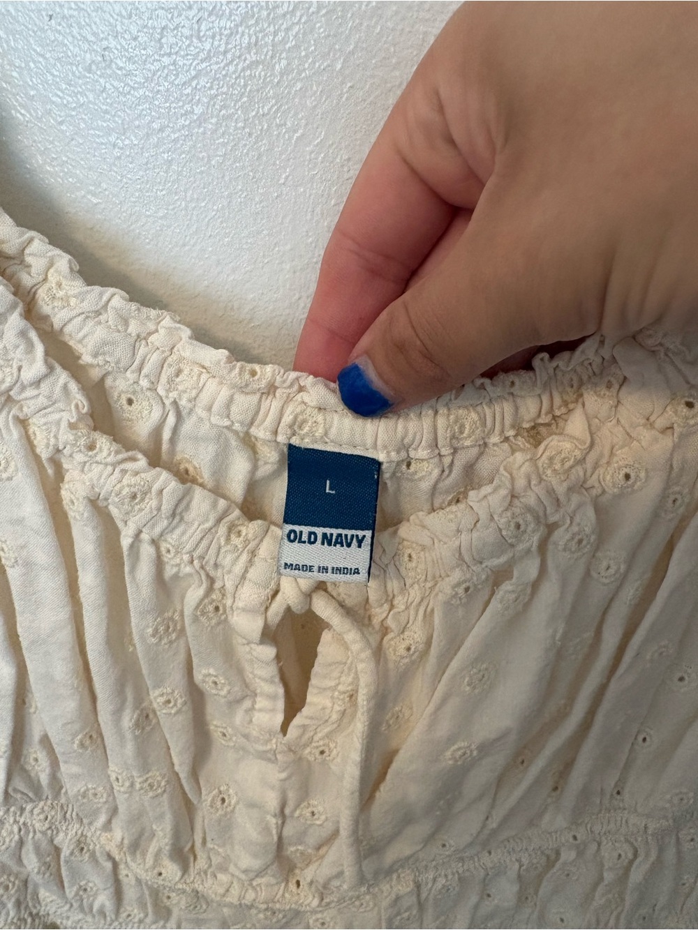 Old Navy Cream Eyelet Smocked Peasant Blouse - Picture 5 of 6